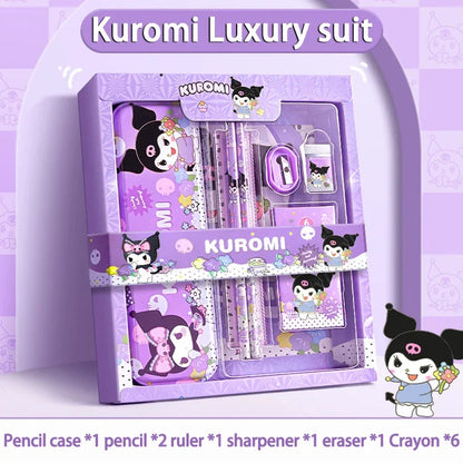 Sanrio Kawaii Stationery Gift Box – 12-Piece School Supplies Set with Kuromi, My Melody & Cinnamoroll for Girls