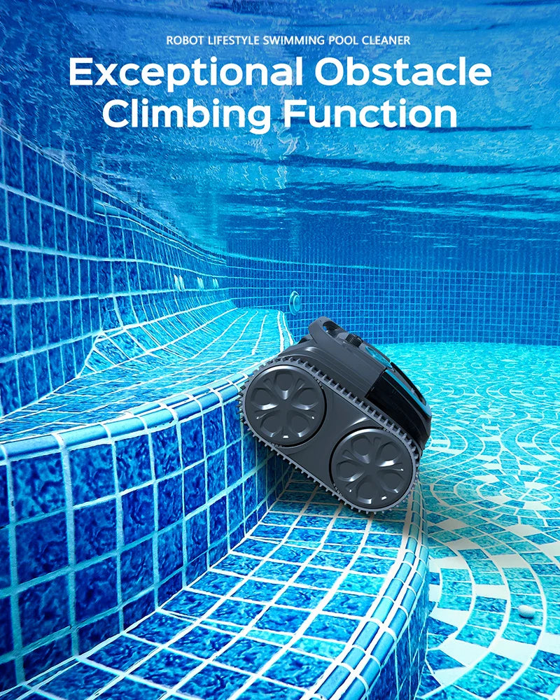 Robot Swimming Pool Cleaner – Cordless, APP-Controlled, Rechargeable 6400mAh Lithium Battery, Route Planning for Tiles, PVC, Mosaic, Cement