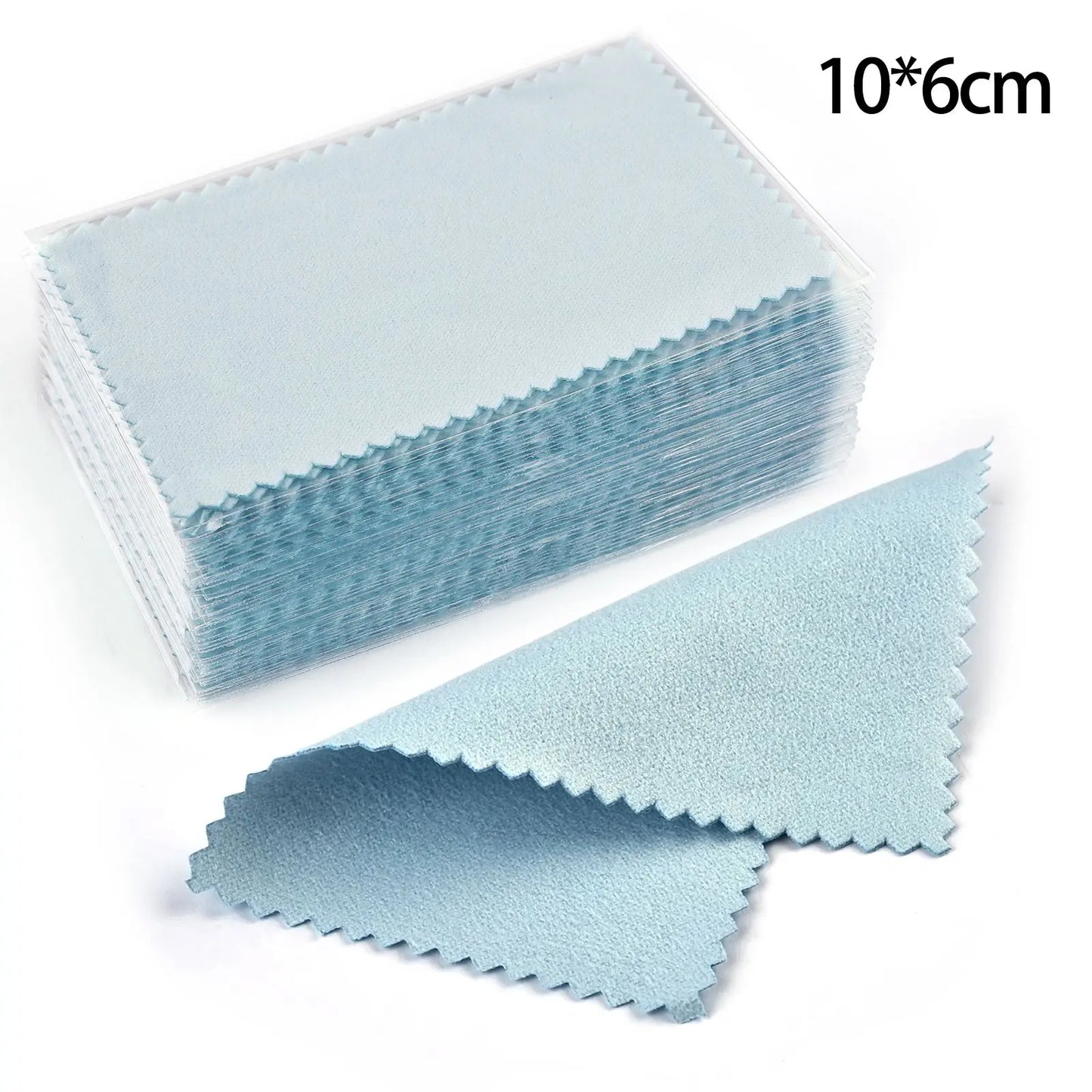 50pcs Silver Polishing Cloths – Soft Cleaning Wipes for Necklaces, Rings & Jewelry Care (10x6.5cm & 8x8cm)
