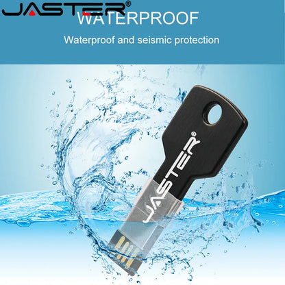64GB Metal Key-Shaped USB Flash Drive – High-Speed U Disk, Real Capacity Storage (Black/Silver)