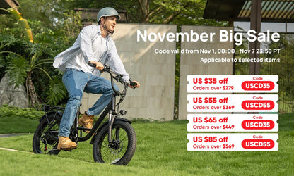 URLIFE E20 Electric Bike 1000W – 48V 13Ah Removable Battery, 20"×3" Fat Tire, 20MPH 7-Speed E-Bike with Dual Disc Brakes