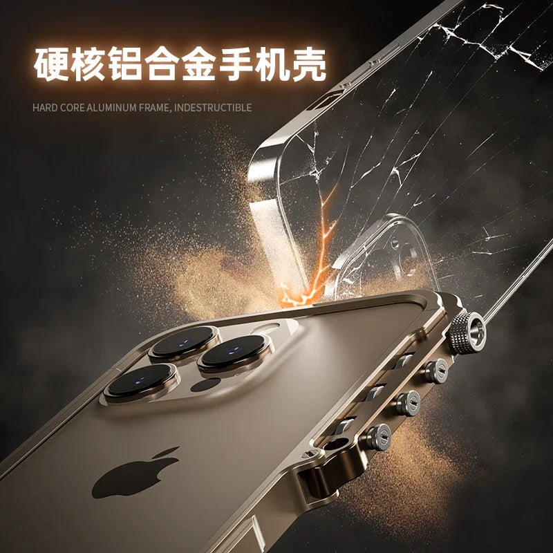 Aluminum Metal Frame iPhone Bumper Case - Luxury Alloy Protective Cover with Easy Disassembly