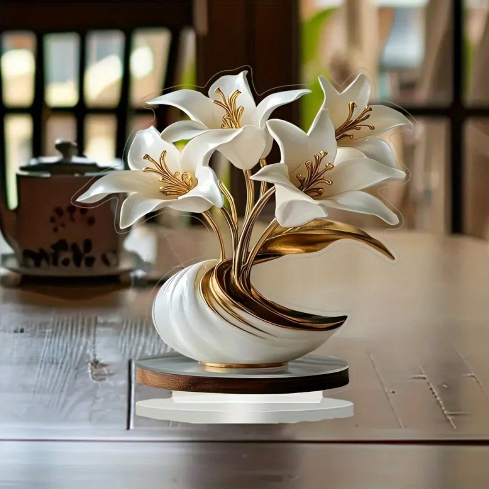 2D Acrylic Lily Light – Luxury Floral Decorative Lamp for Home, Living Room & Christmas Scenes
