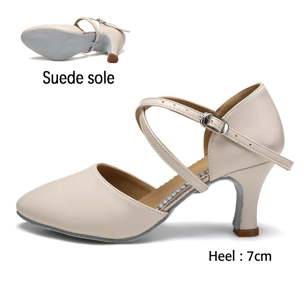 DKZSYIM Women’s Dance Shoes - Latin Tango Jazz Party Dancing Shoes with Lace-Up Closure, Suede Sole, Closed Toe & Microfiber Leather, 7 Colors