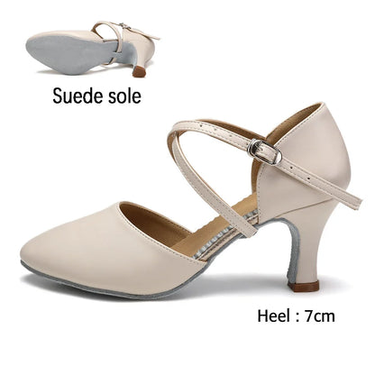 DKZSYIM Women’s Dance Shoes - Latin Tango Jazz Party Dancing Shoes with Lace-Up Closure, Suede Sole, Closed Toe & Microfiber Leather, 7 Colors