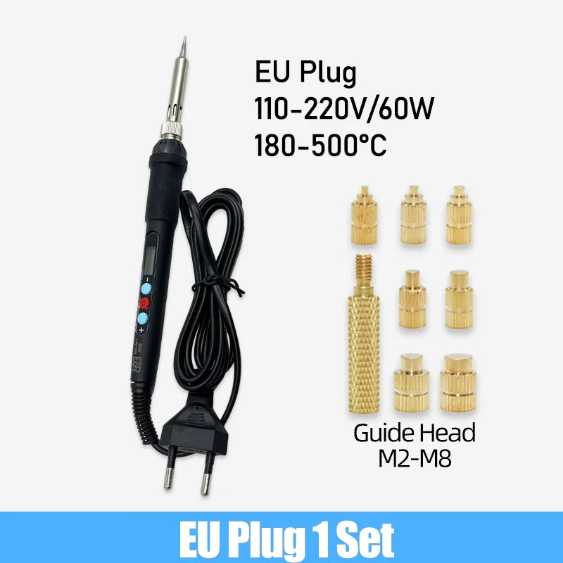 Heat Set Insert Tool Kit for 3D Printing – M2–M8 Brass Threaded Copper Nuts & Soldering Iron Tips