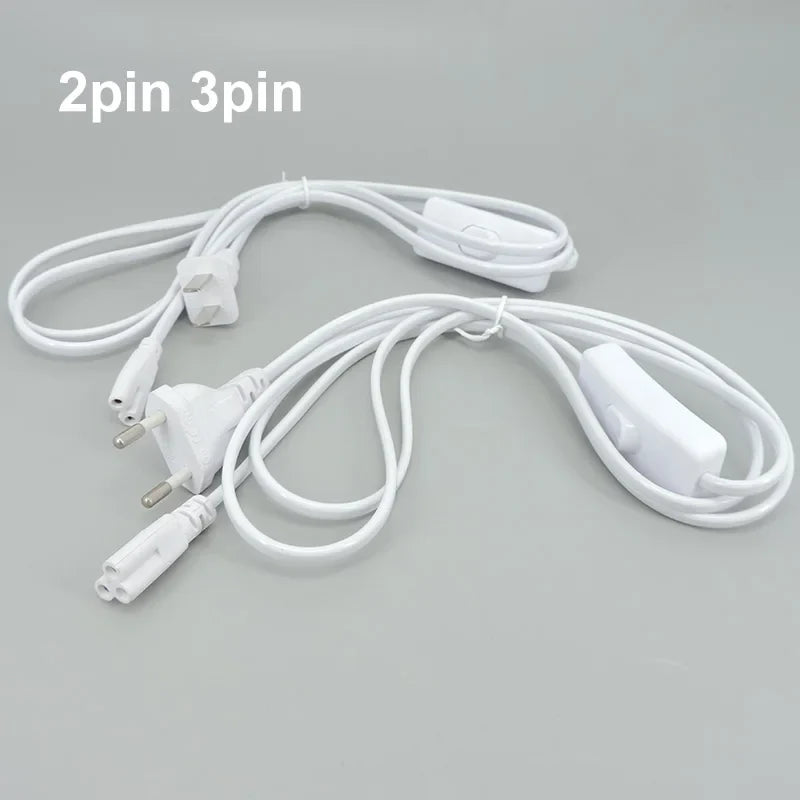 2/3 Pin AC Switch Cable – ON/OFF Power Extension Wire for T5/T8 LED Tube Lighting with EU/US Plug Connector