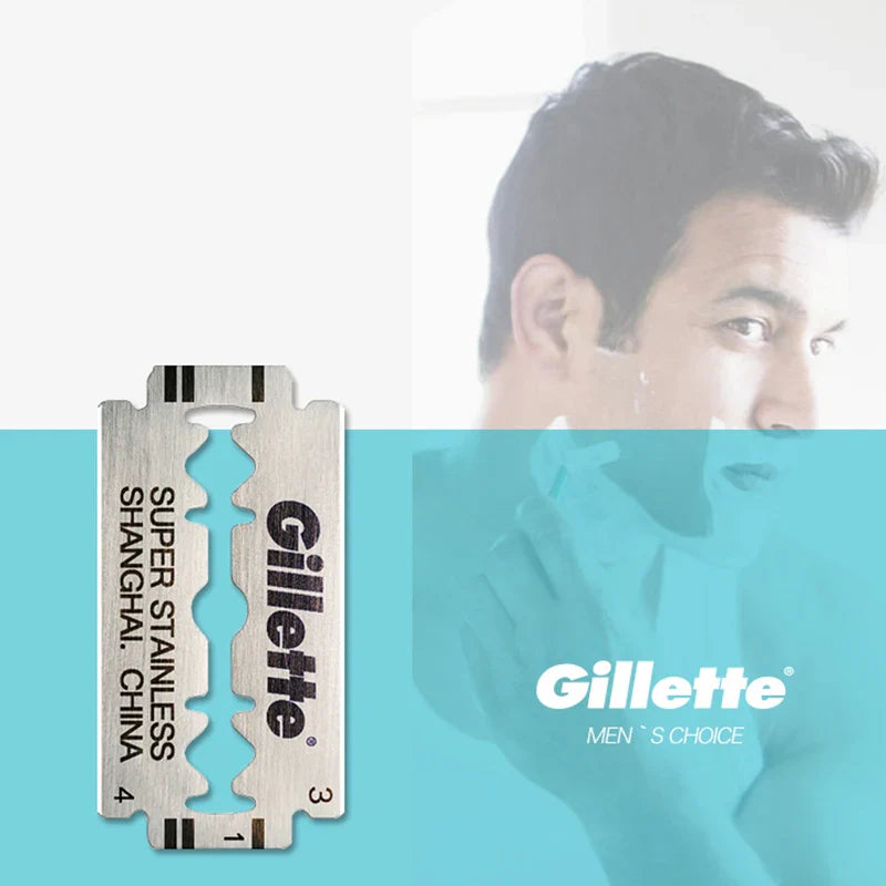 Gillette Super Blue Straight Razor for Men - Stainless Steel Razor Blades for Safe Shaving and Beard Care