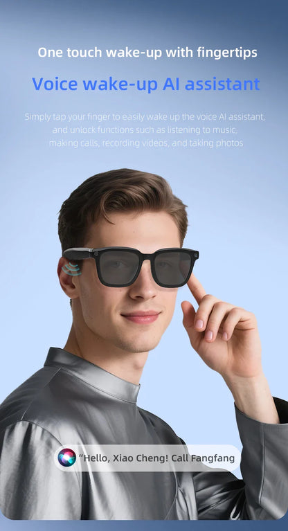 AI Smart Camera Glasses — Polarized Sunglasses with HD1080P Video Recording, WiFi, Bluetooth Calls for Men and Women