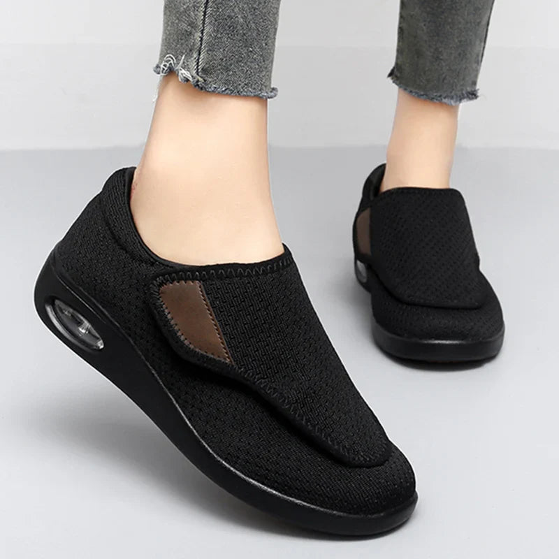 Orthopedic Wide Fit Comfort Walking Shoes for Swollen Feet, Adjustable Soft Diabetic Support Shoes for Everyday Pain Relief