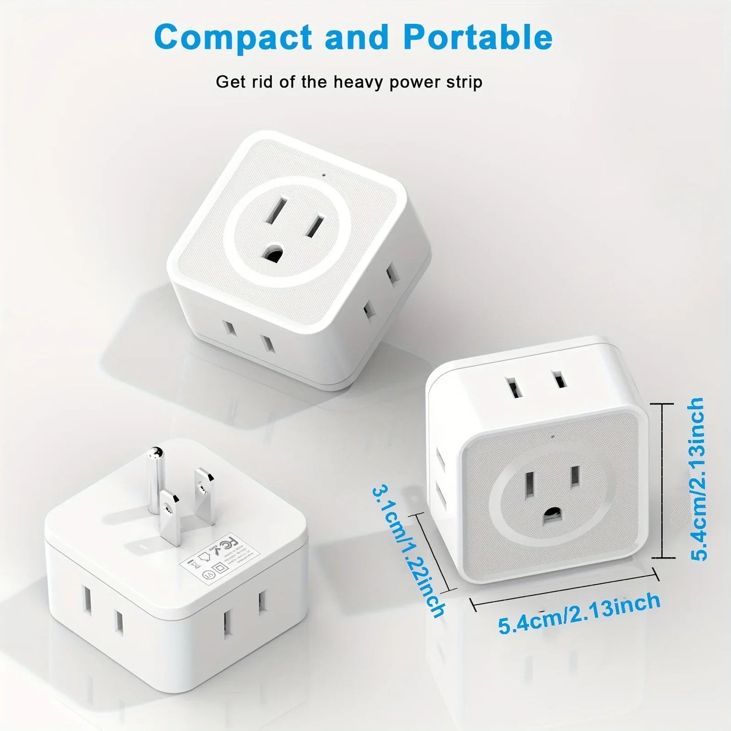 5-Way Multi Plug Outlet Extender - Wall Outlet Expander for Travel, Home, Office, Dorm - Small Electrical Outlet Splitter