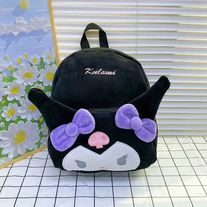 Kuromi Cinnamoroll & My Melody Plush Backpack – Adorable Large-Capacity Kawaii Design, Soft Cartoon Character Bag