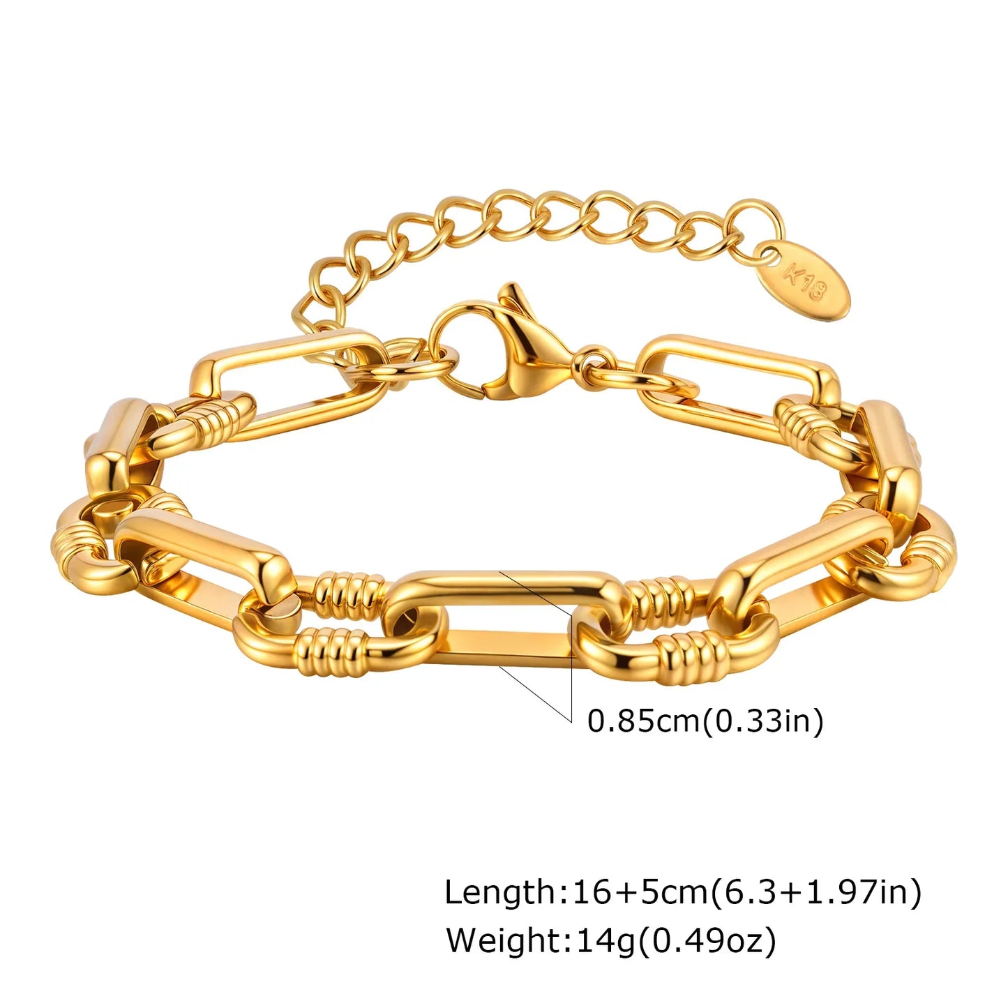 Women’s Chunky Gold Toggle Chain Bracelet – Stainless Steel OT Buckle Link Bracelet, Tarnish-Free Bold Fashion Jewelry