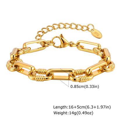 Women’s Chunky Gold Toggle Chain Bracelet – Stainless Steel OT Buckle Link Bracelet, Tarnish-Free Bold Fashion Jewelry