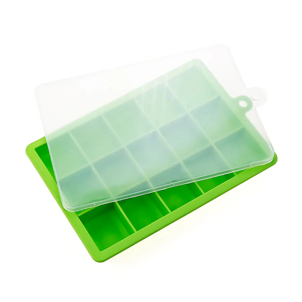 Silicone Ice Cube Mold – 15/24 Grid Square Trays with Lids for Ice Cream, Cold Drinks, Whiskey & Cocktails