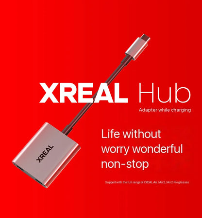 XREAL Hub 120Hz 2-in-1 USB-C PD Fast Charging Video Adapter – Portable HDMI-Compatible Converter for XREAL Air 2, Switch, PS4 & PS5