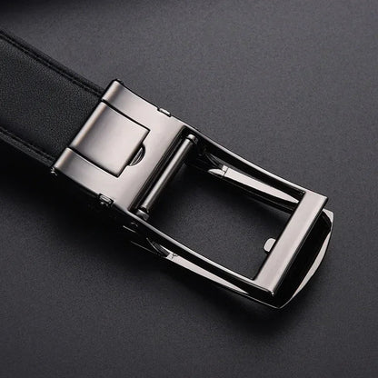 Men’s Luxury Click Belt – Genuine Leather Automatic Alloy Buckle for Business & Jeans