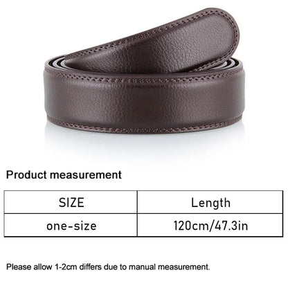 Men's Ratchet Leather Belt – Adjustable Strap with Free Buckle Replacement for Cowboy Style