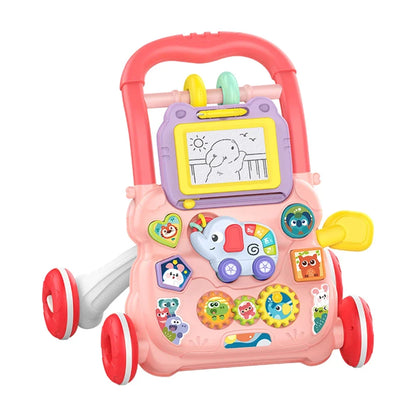 Baby Push Walker Toy - Multifunction Musical Learning Walker with Drawing Board for 12M+ Toddlers