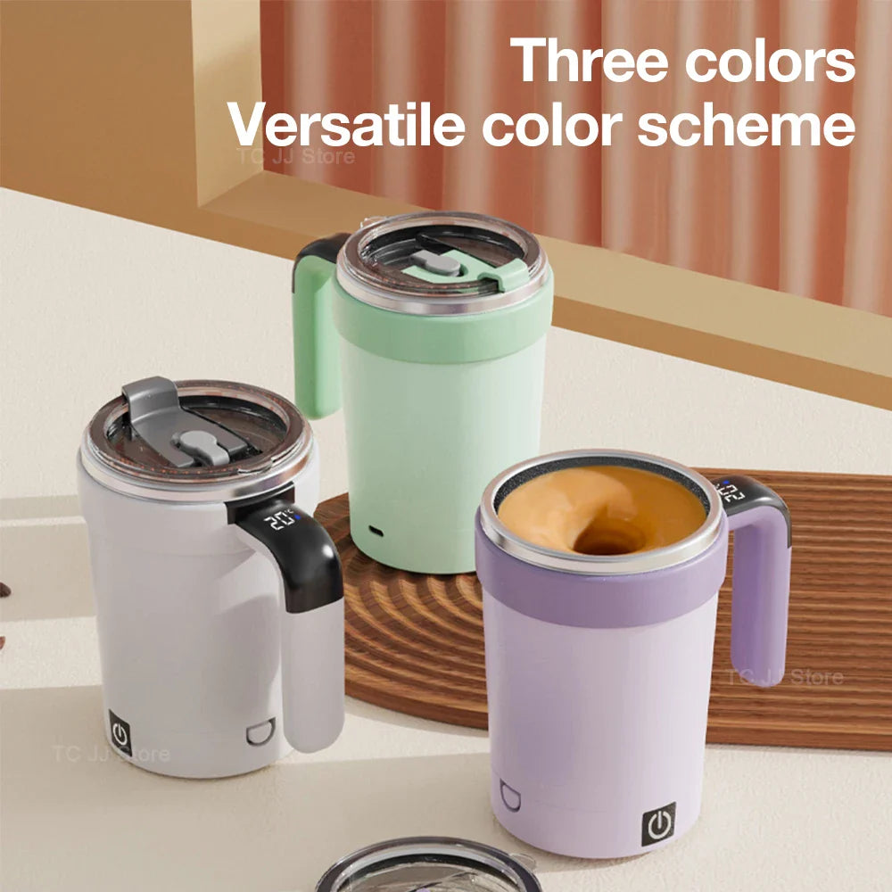 Automatic Rechargeable Electric Coffee Cup Stirrer – Stainless Steel Magnetic Self-Stirring Mug with Detachable Base