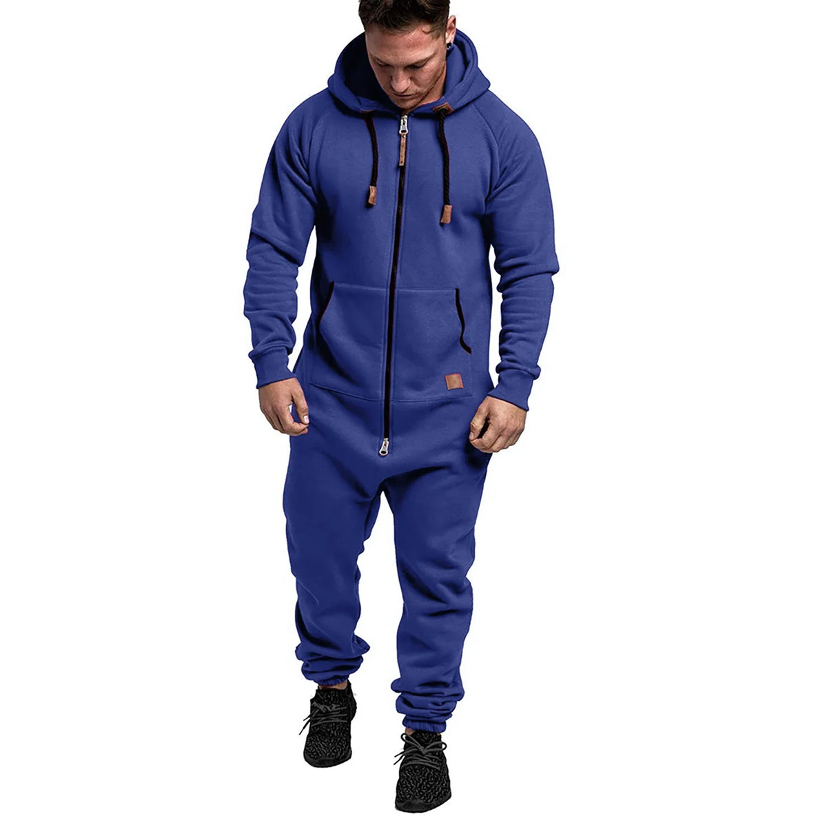 New 3D Full Design Jumpsuit Pajamas — Men’s Long-Sleeve Sports Pants & Solid Color Zipper Hoodie Casual Outfit