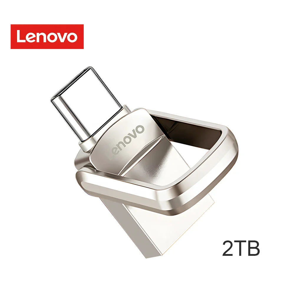 Original Lenovo 2TB USB 3.1 Pendrive – Metal 2-in-1 OTG Flash Drive for Phone & Computer (128GB, 512GB, 1TB, 2TB)