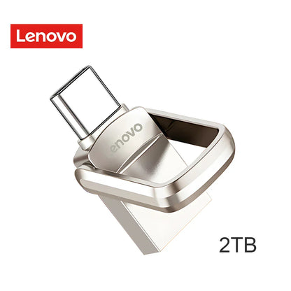 Original Lenovo 2TB USB 3.1 Pendrive – Metal 2-in-1 OTG Flash Drive for Phone & Computer (128GB, 512GB, 1TB, 2TB)