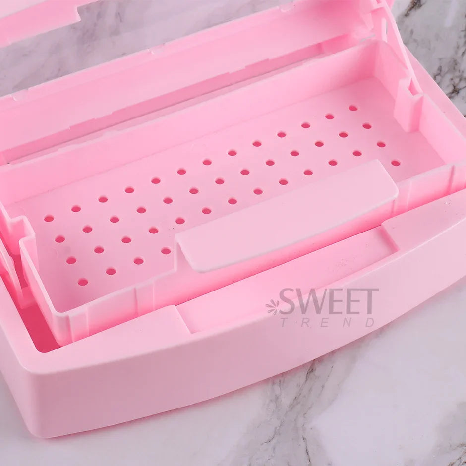 Nail Sterilizer Disinfection Box Pink | Manicure Metal Tool & Tweezers Sterilizer Tray for Salon