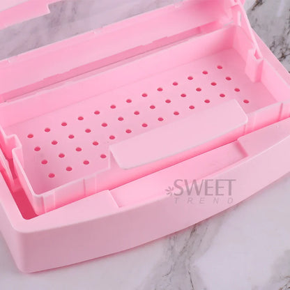 Nail Sterilizer Disinfection Box Pink | Manicure Metal Tool & Tweezers Sterilizer Tray for Salon