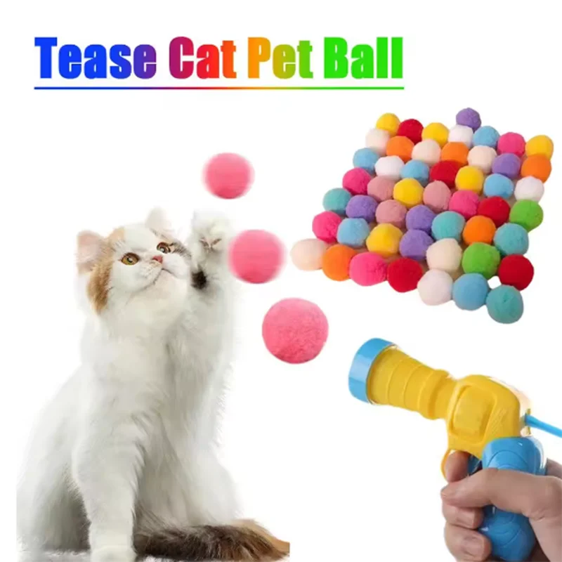 Interactive Cat Toy Launcher - Plush Bounce Balls for Fun Indoor Pet Play