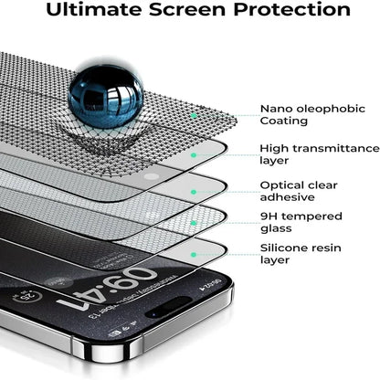 Matte Frosted Screen Protector for iPhone 11–16 Series – Oleophobic Coating, Dust-Free Installation, Anti-Glare Glass Film