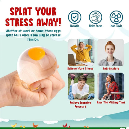 Funky Egg Squishy Ball – Clear Splat Squeeze Toy for Kids & Adults, Easter Basket Filler