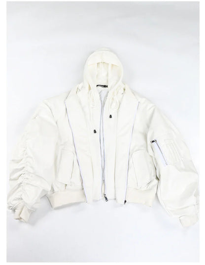 Mauroicardi Autumn Winter Oversized PU Leather Bomber Jacket for Men - Thickened Warm Hooded Luxury Designer Coat