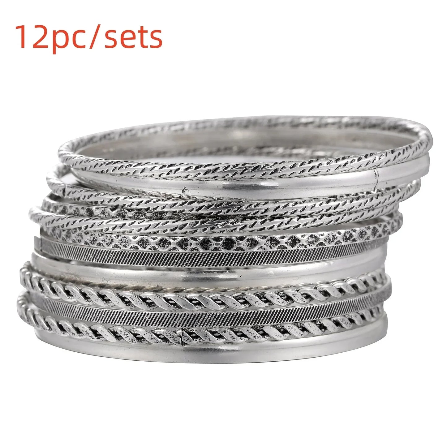 12Pcs Punk Curb Cuban Chain Bracelet Set for Women – Gold Miami Boho Thick Charm Bangles Fashion Jewelry