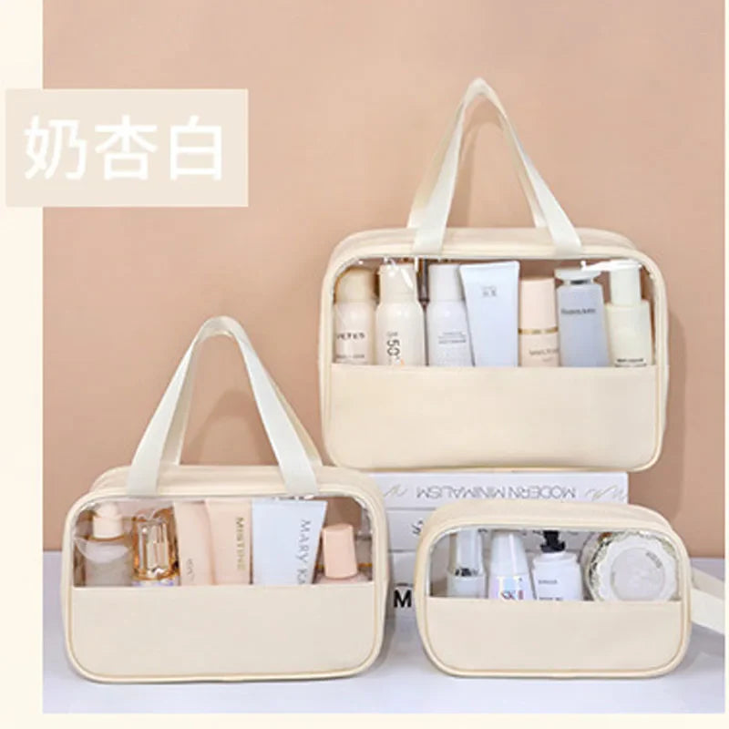 Portable Transparent Travel Cosmetic Bag for Women — Large-Capacity Waterproof Makeup & Toiletry Storage Case