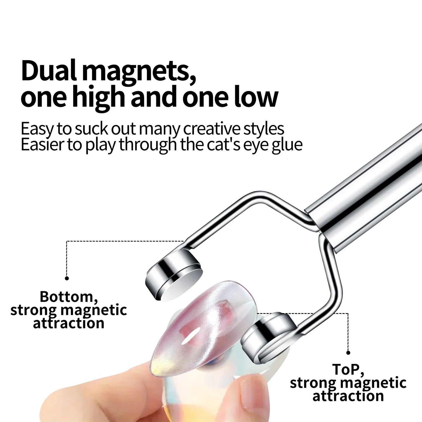 3-in-1 Y-Shaped Magnetic Stick for Cat Eye UV Gel Polish – Nail Art Magnet Tool for Manicure Effects