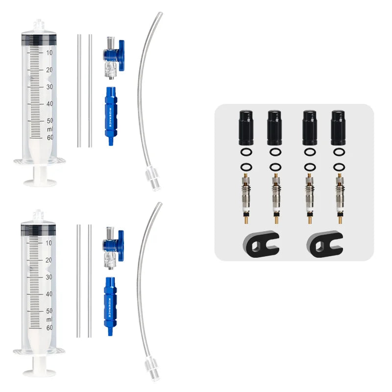 Bicycle Tubeless Tire Liquid Injection Tool — 60ML Syringe with Presta Valve Core Remover for MTB & Road Bikes