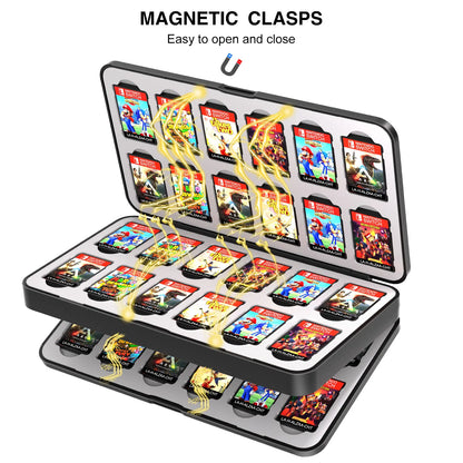 48-in-1 Switch Game Card Storage Case: Magnetic Box with Soft Silicone Lining - Game Accessories
