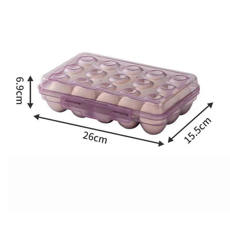 Stackable Egg Storage Box - 6/15/24 Grid Anti-Collision Egg Holder with Durable Multi-Layer Refrigerator Organizer