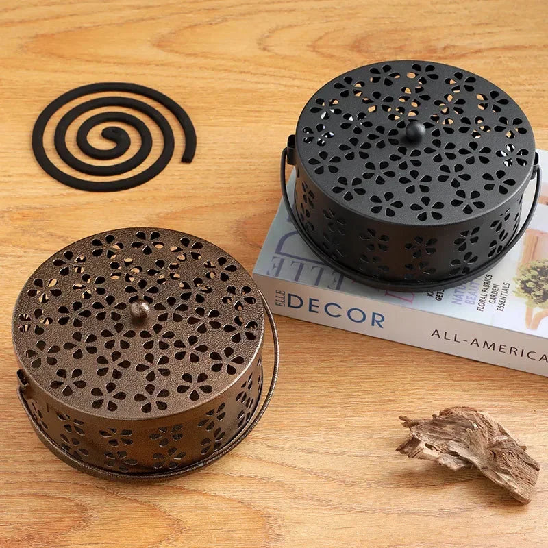Portable Mosquito Coil Tray Holder – Sandalwood Incense Burner Box for Home Insect Repellent & Anti-Fire Safety