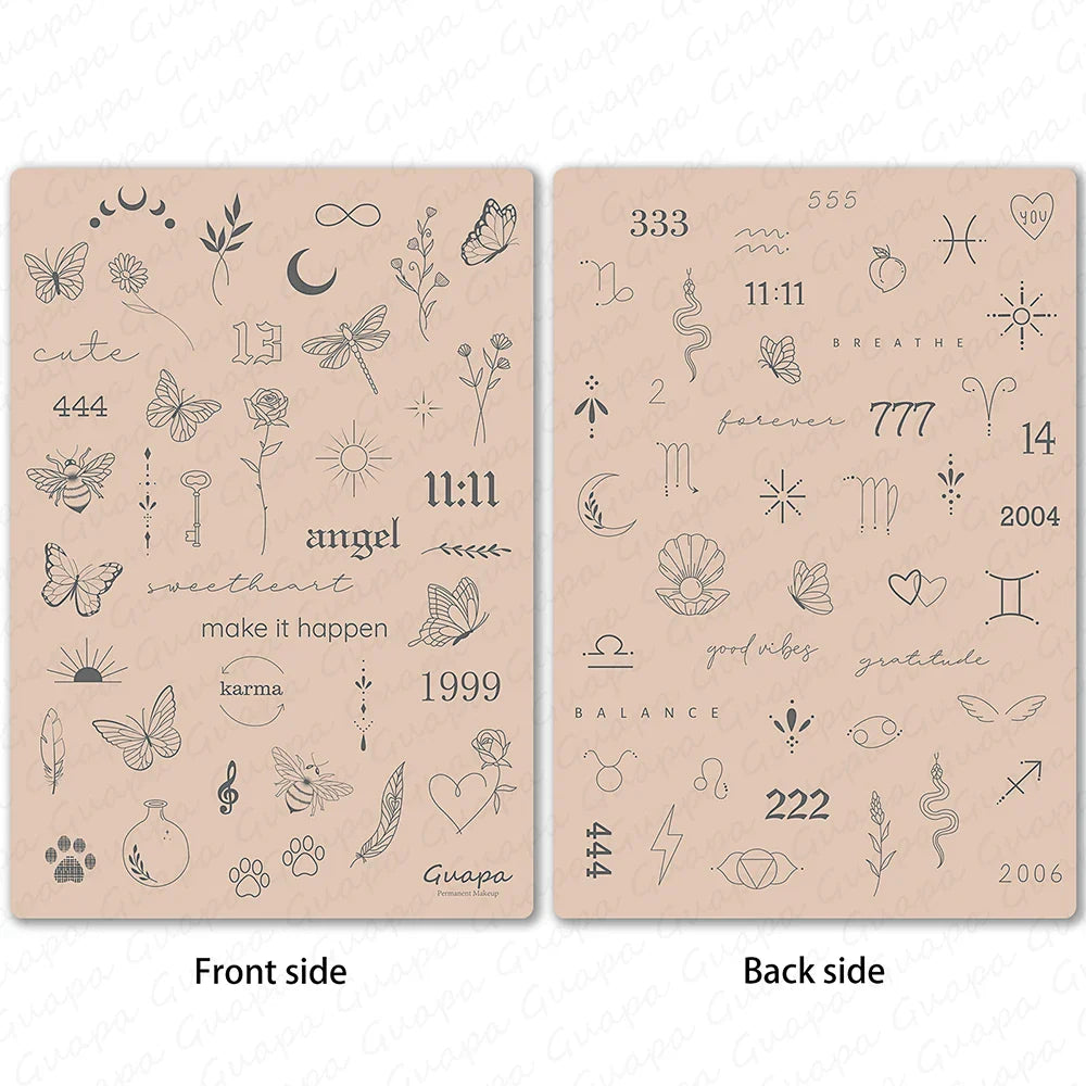 Silicone Practice Skin for Permanent Makeup — Double-Sided Latex Sheet with Brows Design for Hair Stroke Training