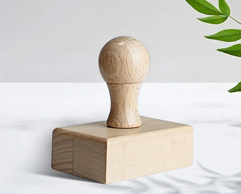 Custom Wooden Logo Stamp – Personalized Self-Inking Rubber Stamp for Wedding, Party, Packaging, Company Name & Address