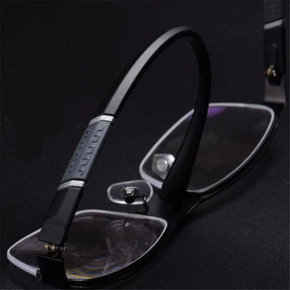 Metal Anti-Blue Light Reading Glasses – Farsighted Eyewear for Men, Business Style with Diopters +0.0 to +4.0