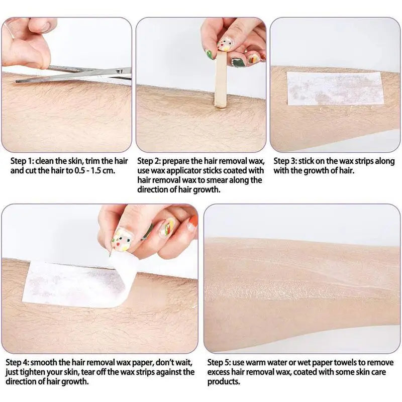 100PCS Disposable Thickened Nonwoven Wax Strips – Hair Removal Paper for Beauty & Salon Use