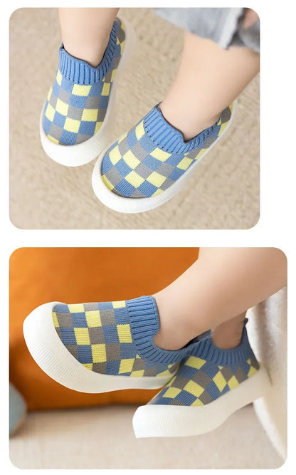 2025 Spring Toddler Slip-On Shoes – Non-Slip First Walkers for Boys and Girls, Classic Plaid Sneakers