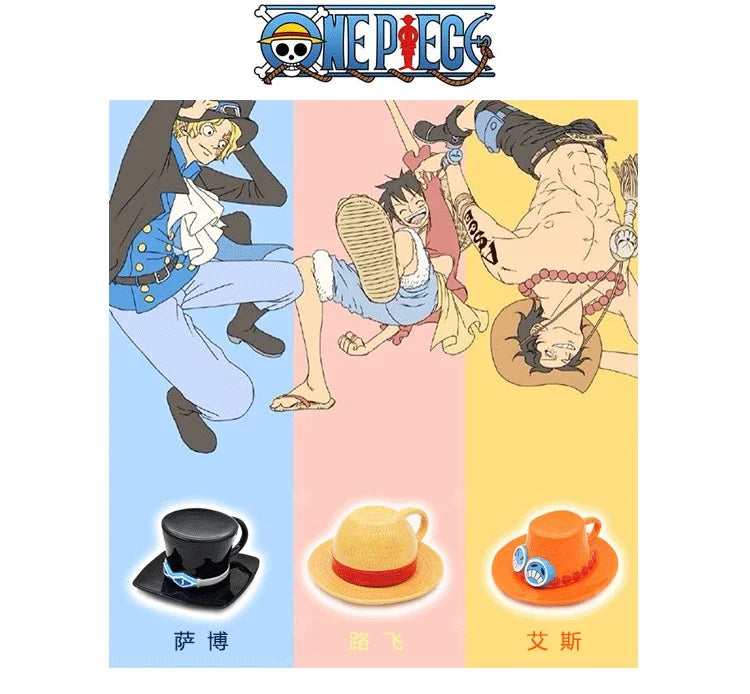 One Piece Mug – Creative Three Brothers Hat Shaped Coffee Cup, Anime Chopper, Ace & Sabo Ceramic Water Cup for Parties