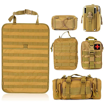 Multifunctional 6 in 1 Car Back Seat Tactical Hanging Storage Organizer - 600D, 55x37CM