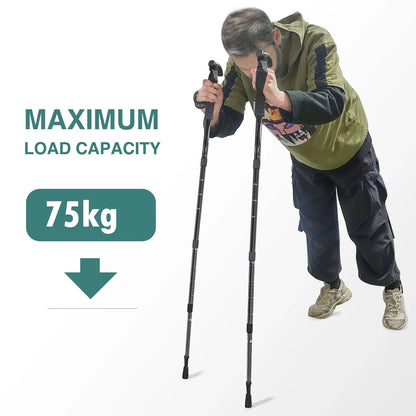Outdoor Folding Trekking Pole – 4-Section Lightweight Telescopic Walking Stick for Hiking, Camping & Climbing