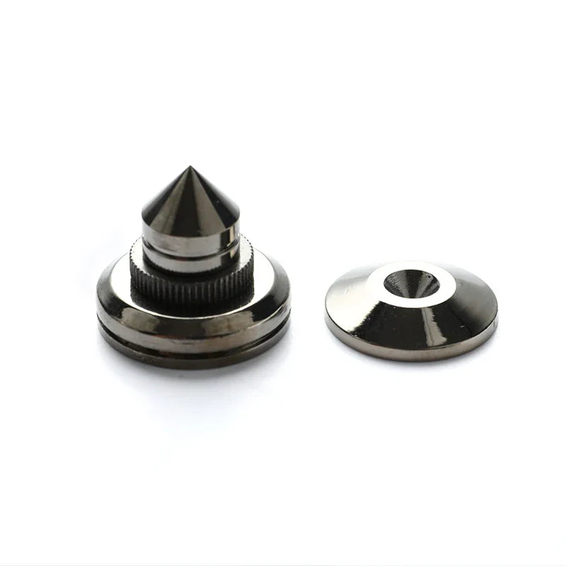 4PCS Speaker Stand Feet Pads — 30x27mm Pure Copper/Silver Spikes for Loudspeaker Boxes with M28x26 Nails