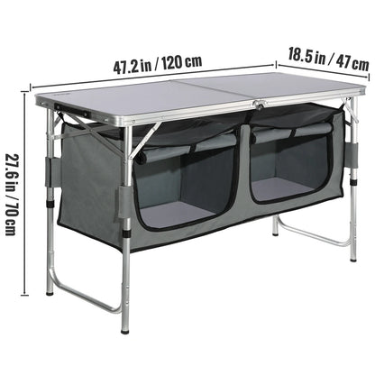 VEVOR Foldable Camping Kitchen Table – Outdoor Cooking Cabinet with Storage Rack & X-Shaped Aluminum Alloy Frame for BBQ & Picnic